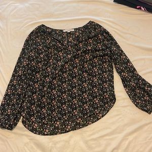 LOFT blouse, size S, long sleeve, tie front, floral print